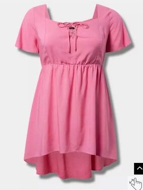 Torrid Pink Lace-Up Babydoll Shirt